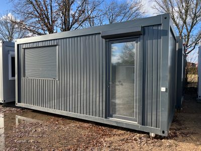 Bürocontainer 6,00 x 2,44 Glastür mit Rollladen